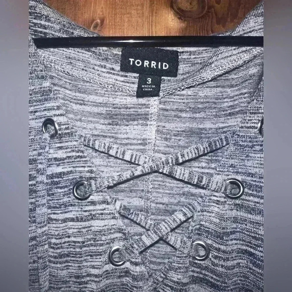Torrid Grey Knit Lace Up Shirt Dress Size 3X - Picture 4 of 4